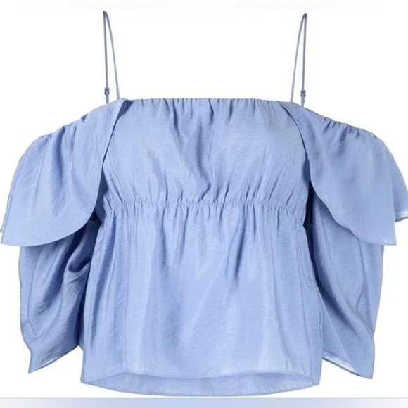 Vince NWT Cold Shoulder Ruffle Sleeve Blouse - Picture 3 of 11